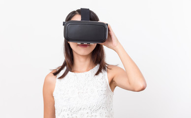 Woman watching though VR device