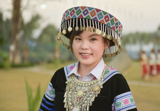 hmong hilltribe in beautiful costume dress