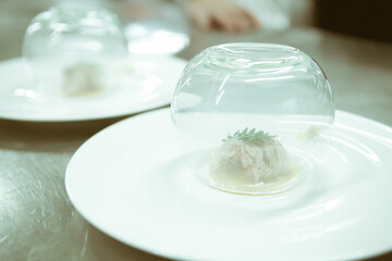 Blurry background vintage color style of Chef in hotel or restau