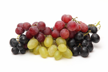 bunch of grapes on white background
