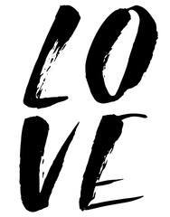 Love. Watercolor hand lettering. Modern brush lettering. Hand drawn lettering with dry brush. Vector illustration.