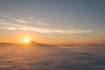 Fototapeta na wymiar Mountain sunset with Mist