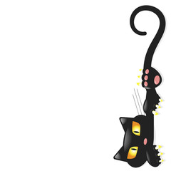 Cute little black kitty, cartoon character for apparel or other uses in vector. T-shirt and pyjamas print or Book illustrations for children