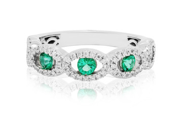Wedding ring with diamonds, emeralds, sapphires and rubies