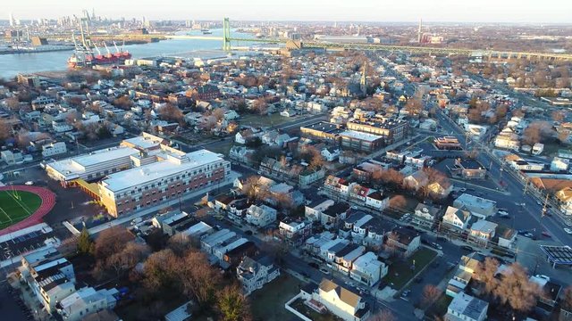 Aerial View of Delaware Riverfront Community Gloucester New Jersey