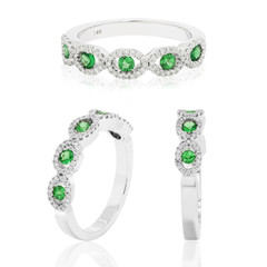 Wedding ring with diamonds, emeralds, sapphires and rubies