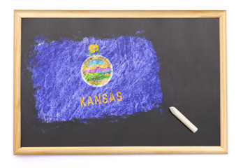 Blackboard with the national flag of Kansas drawn on.(series)