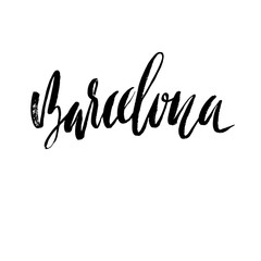 Fototapeta na wymiar Hand lettering Barcelona. Barcelona, Spain, city typography. Modern dry brush calligraphy.