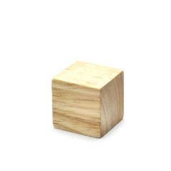 Single cube wooden texture isolated on white background.
