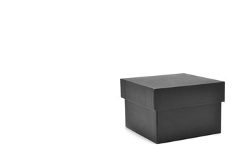 Square black box for special gift on white background.