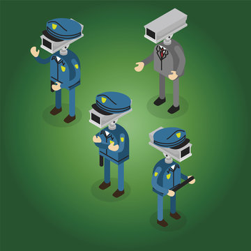 CCTV camera headed man