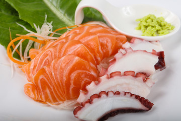 Salmon and Octopus sashimi
