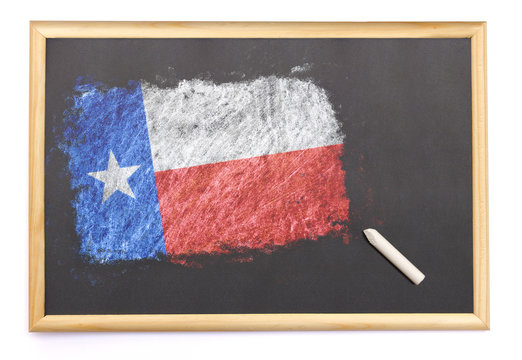 Blackboard with the national flag of Texas drawn on.(series)