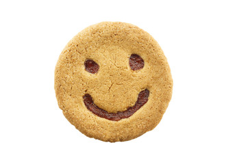 smile face cookie isolated on white background