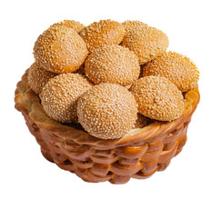 PASTRY BASKET ON A WHITE BACKGROUND AND SCONES