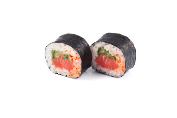 sushi rolls on a white background