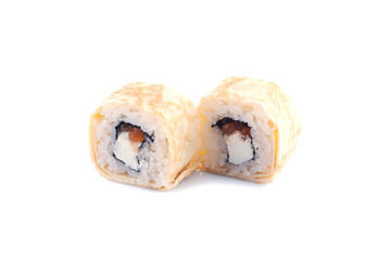 sushi rolls on a white background