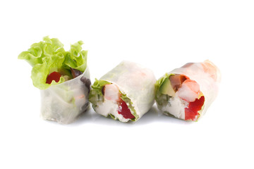 sushi rolls on a white background