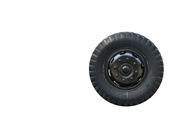 Truck tire isolated on white background.