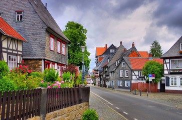 Fototapeta na wymiar Goslar Fachwerkhaus Am Beek - Goslar half timbered house in the town
