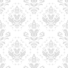 Oriental vector classic light silver pattern. Seamless abstract background with repeating elements. Orient background
