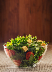 arugula leaves and cherry tomatoes