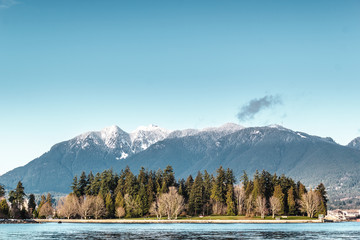 Vancouver Mountains view from Harbour Green Park, Canada