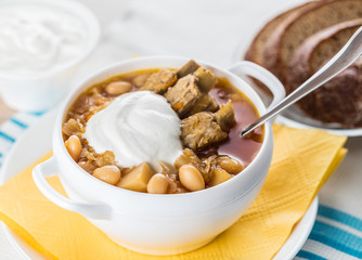 soup with beans and pork ribs