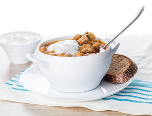 soup with beans and pork ribs