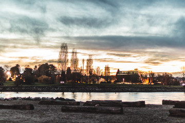 Sunset at Sunset Beach in Vancouver BC, Canada