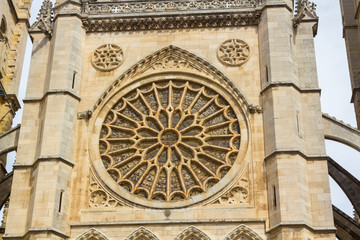 Famous Cathedral of Leon in Spain