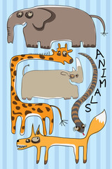 Animals happy Cartoon set - 132292976