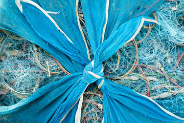 blue net of fisherman