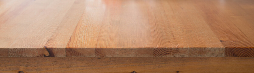 Soft focus of Empty Wooden  table have many copy space