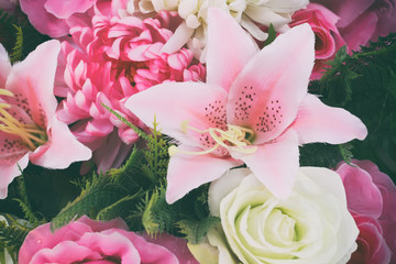 Vintage tone of Colorful artificial flower