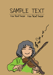 Vector cartoon girl playing the violin. - 132293725