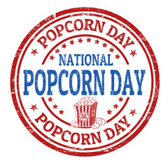 National popcorn day sign or stamp