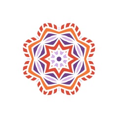 Kaleidoscope big bud. Oriental pattern illustration. Flower background