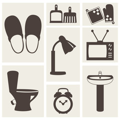 Vector set of household items design flat icons