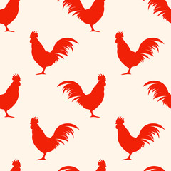 Seamless pattern background with roosters symbol vector