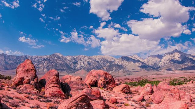 Time Lapse - Beautiful Clouds Moving Over Rock Formation in Alabama Hills