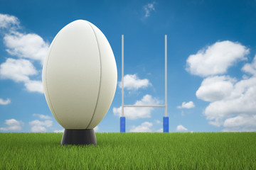 rugby ball with rugby posts
