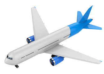 white and blue mock up plane