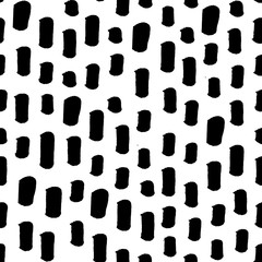 Seamless black and white vector free hand doodle texture, dry brush ink art.