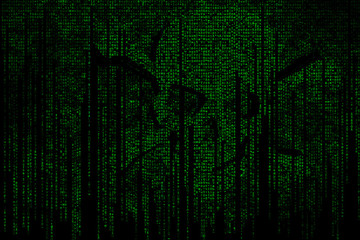 Computerbildschirm mit Virus Totenkopf Hackerangriff Passwort