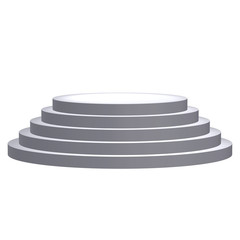 Round stage blank podium for award ceremony. 3D render illustration pedestal isolated on white background