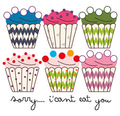 cupcake doodle pattern