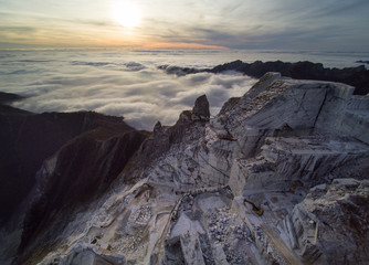 aereal view of marble quarries, Versilia Tuscany