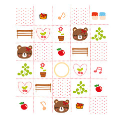 cute bear melody doodle pattern