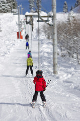 Fototapeta na wymiar ski de piste - téléski